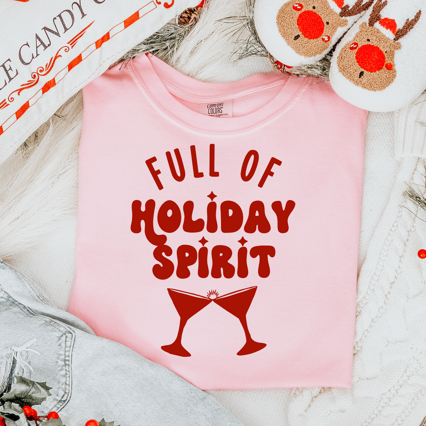 Holiday Spirit Red Christmas DTF Transfer