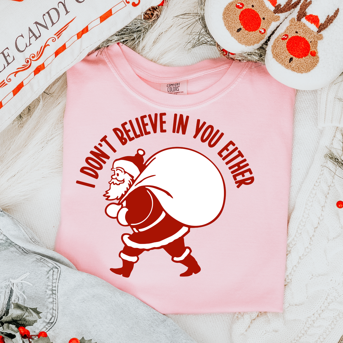 I Don't Believe in You Either Santa Christmas DTF Transfer
