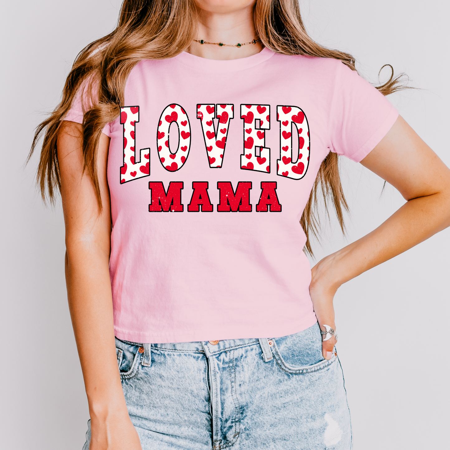 Loved Mama with Red Hearts Valentine's DTF Transfer