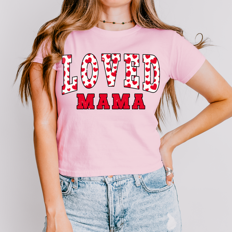 Loved Mama with Red Hearts Valentine's DTF Transfer