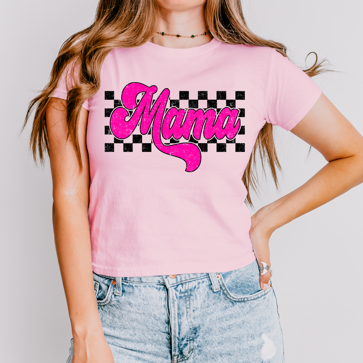 Pink Checkered Mama DTF Transfer