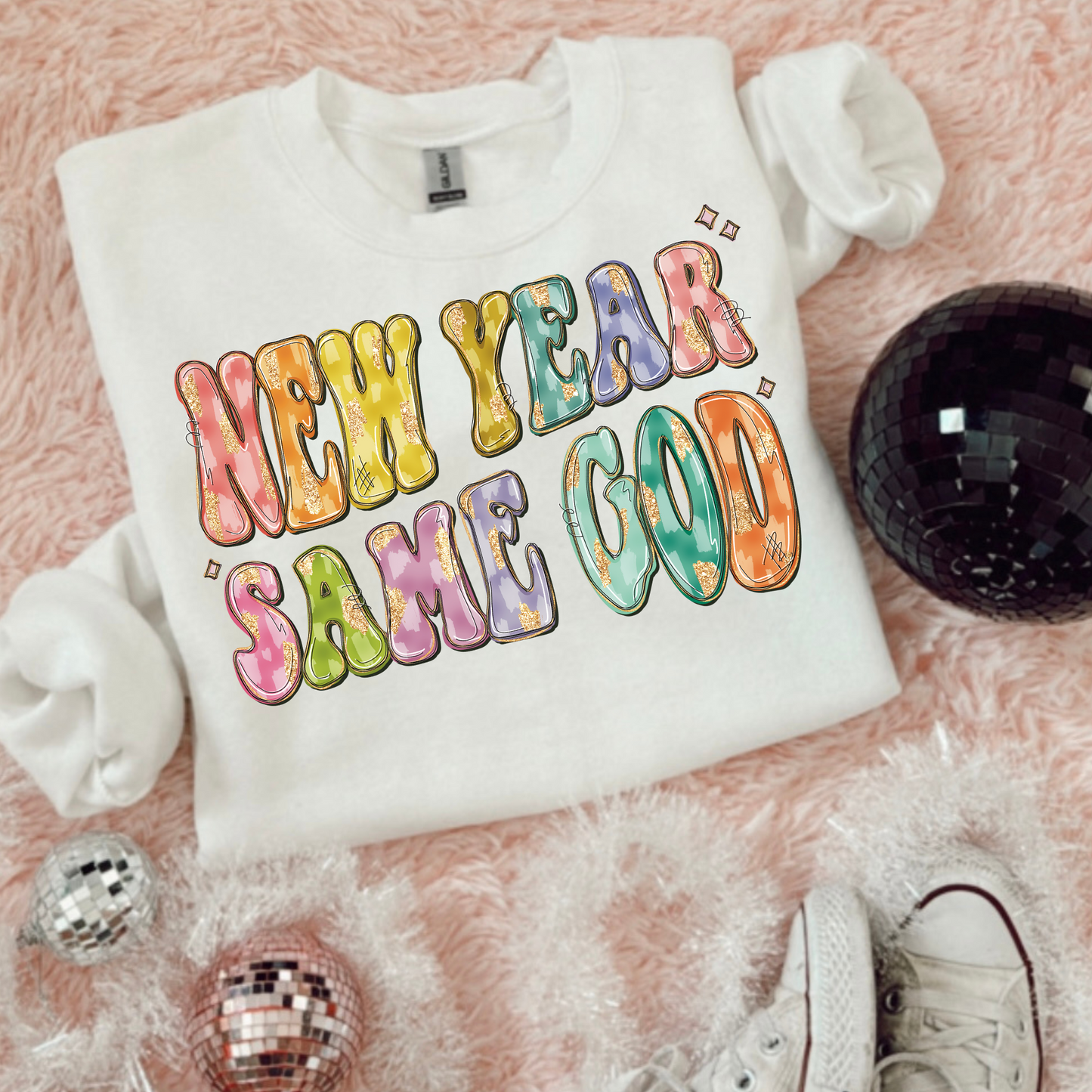 New Year, Same God Glitter Brushstroke DTF Transfer