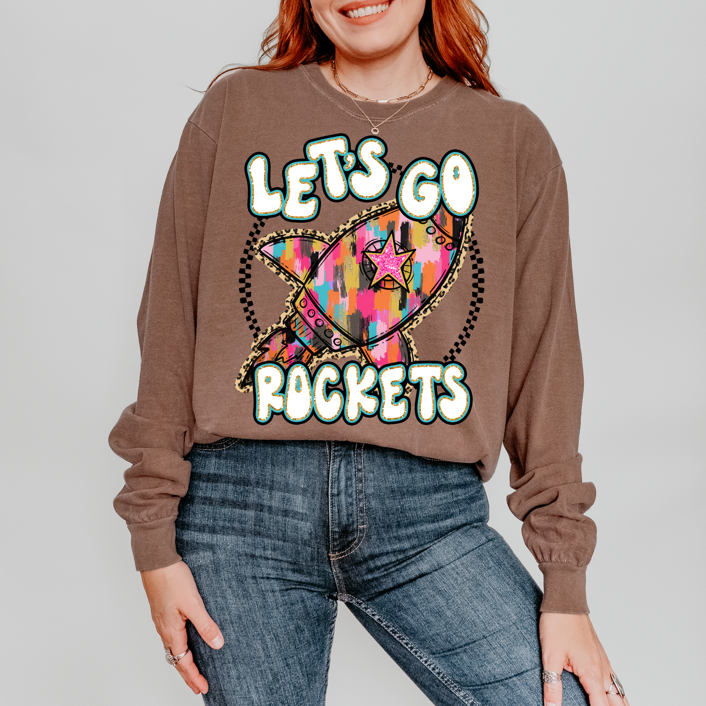 Let's Go Rockets Brushstroke School Spirit DTF Transfer