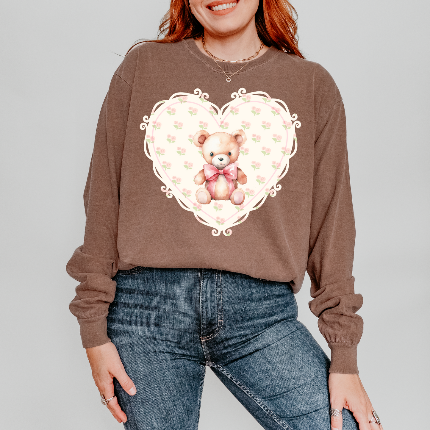 Cute Teddy Valentine's Heart DTF Transfer