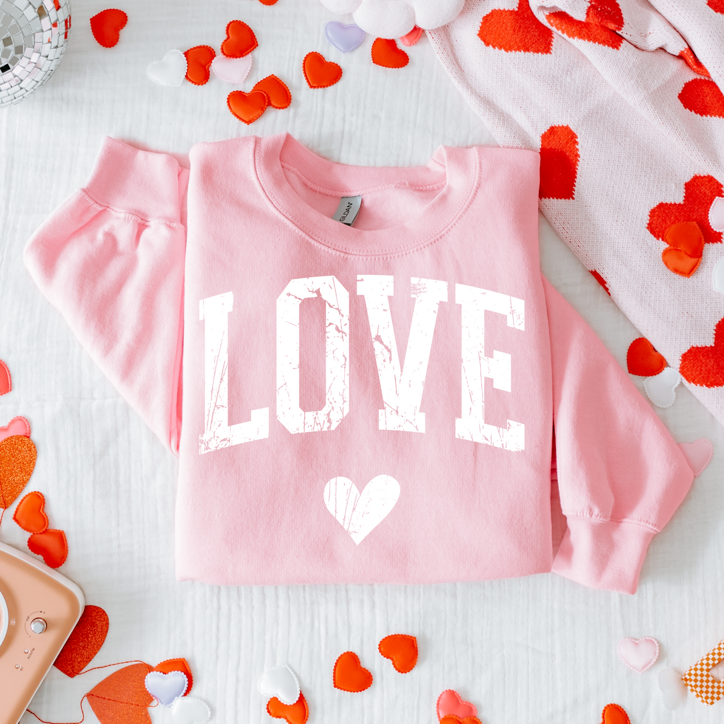 Love White Distressed Valentines DTF Transfer