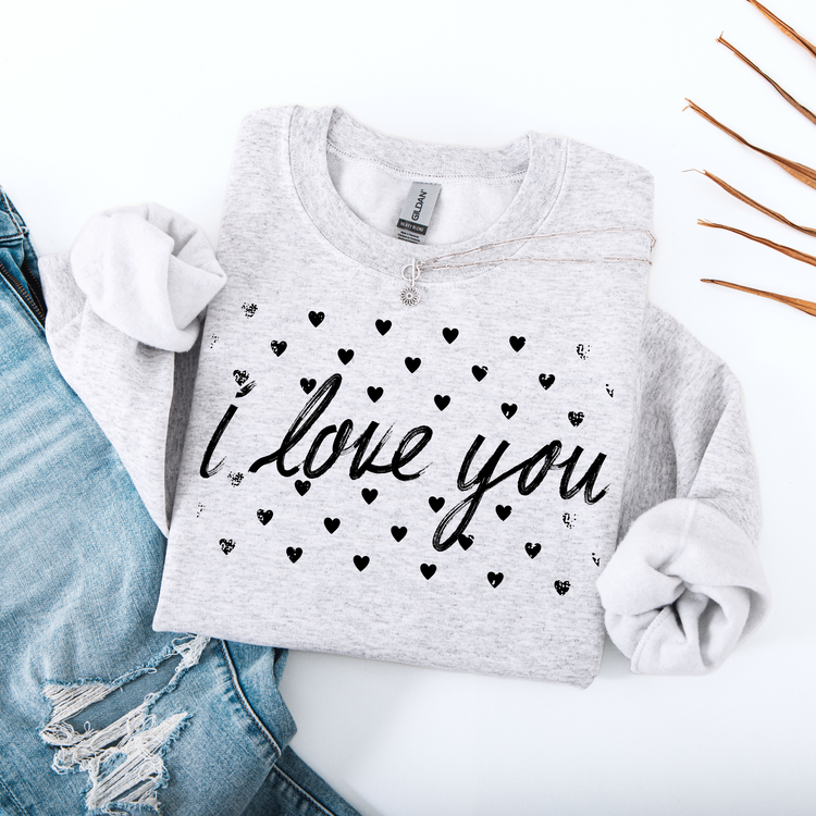 I Love You Retro Hearts PNG Digital Download