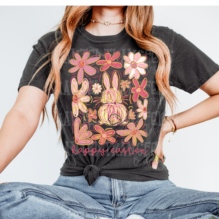 Happy Easter Watercolor Floral DTF Transfer