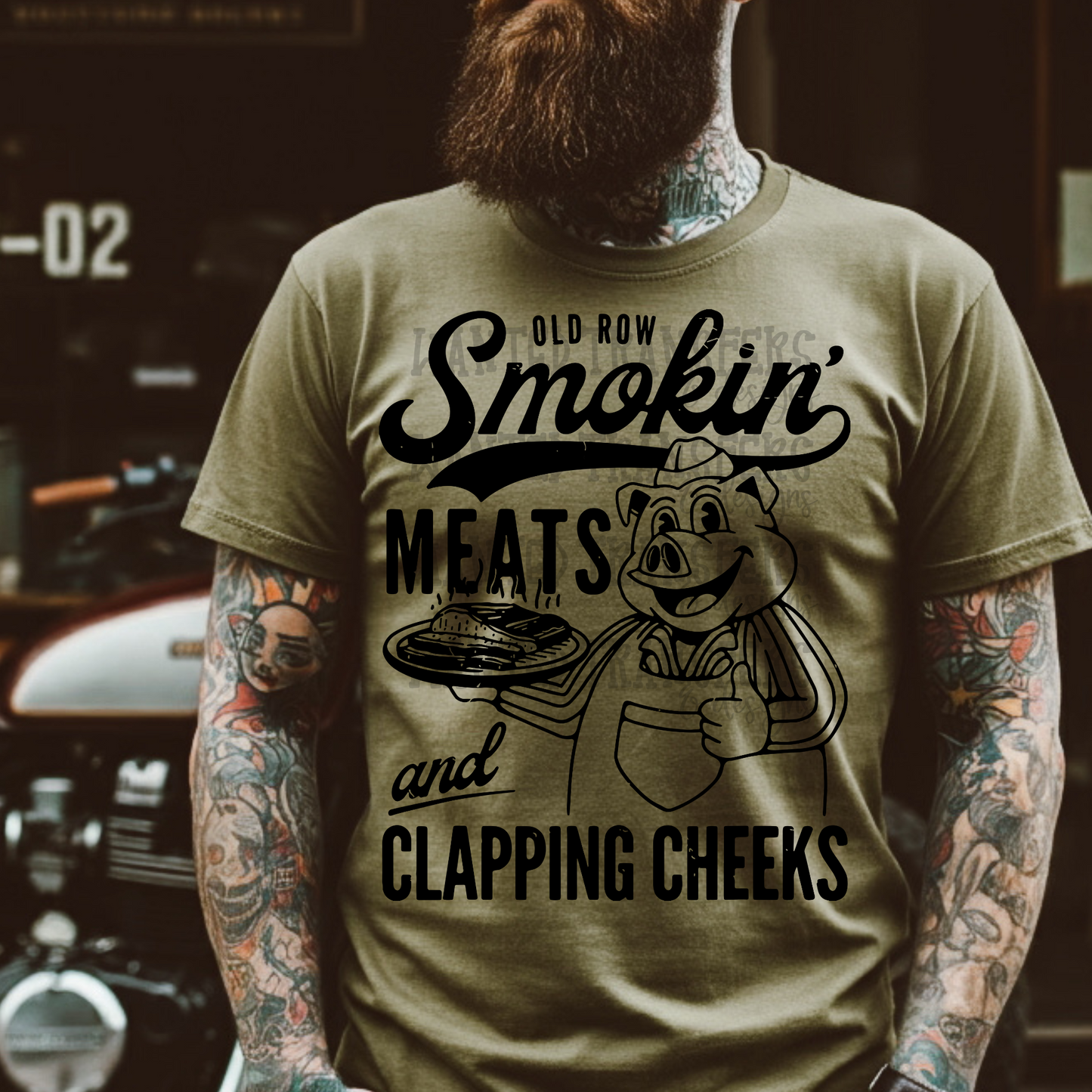 Old Row Smokin' Meats & Clapping Cheeks Black Font DTF Transfer
