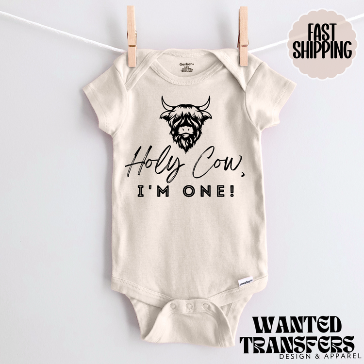 Holy Cow, I'm One, Western Birthday Tee, Holy Cow, 1st, First Birthday, Unisex, Girls or Boys, Cowboy Birthday, Rodeo Birthday, Highland Cow