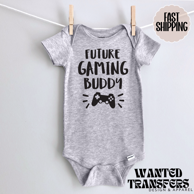 Future Gaming Buddy Pregnancy Announcement Onesie®, New Baby Bodysuit, Reveal Pregnancy Announcement, Cute, Trendy Bodysuit