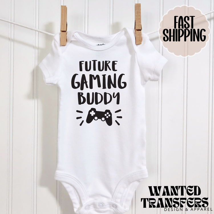 Future Gaming Buddy Pregnancy Announcement Onesie®, New Baby Bodysuit, Reveal Pregnancy Announcement, Cute, Trendy Bodysuit