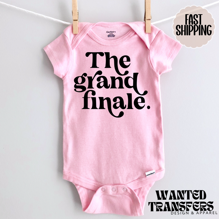 The Grande Finale Pregnancy Announcement Onesie®, Final Last Baby Bodysuit, Reveal Pregnancy Announcement, Cute, Trendy Bodysuit