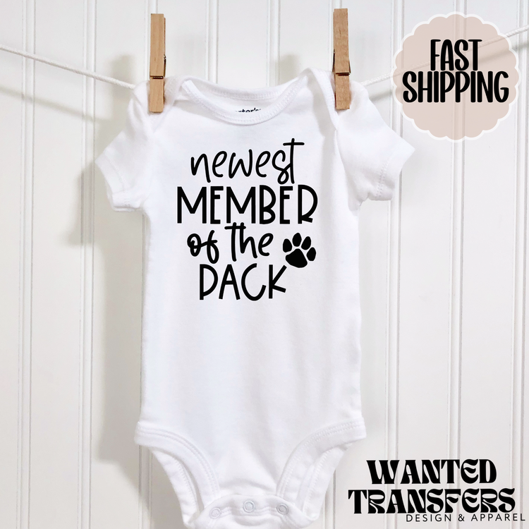 Newest Member of the Pack, Dog Pregnancy Announcement Onesie®, Cute Dog Related Pregnancy, Bodysuit, First Baby