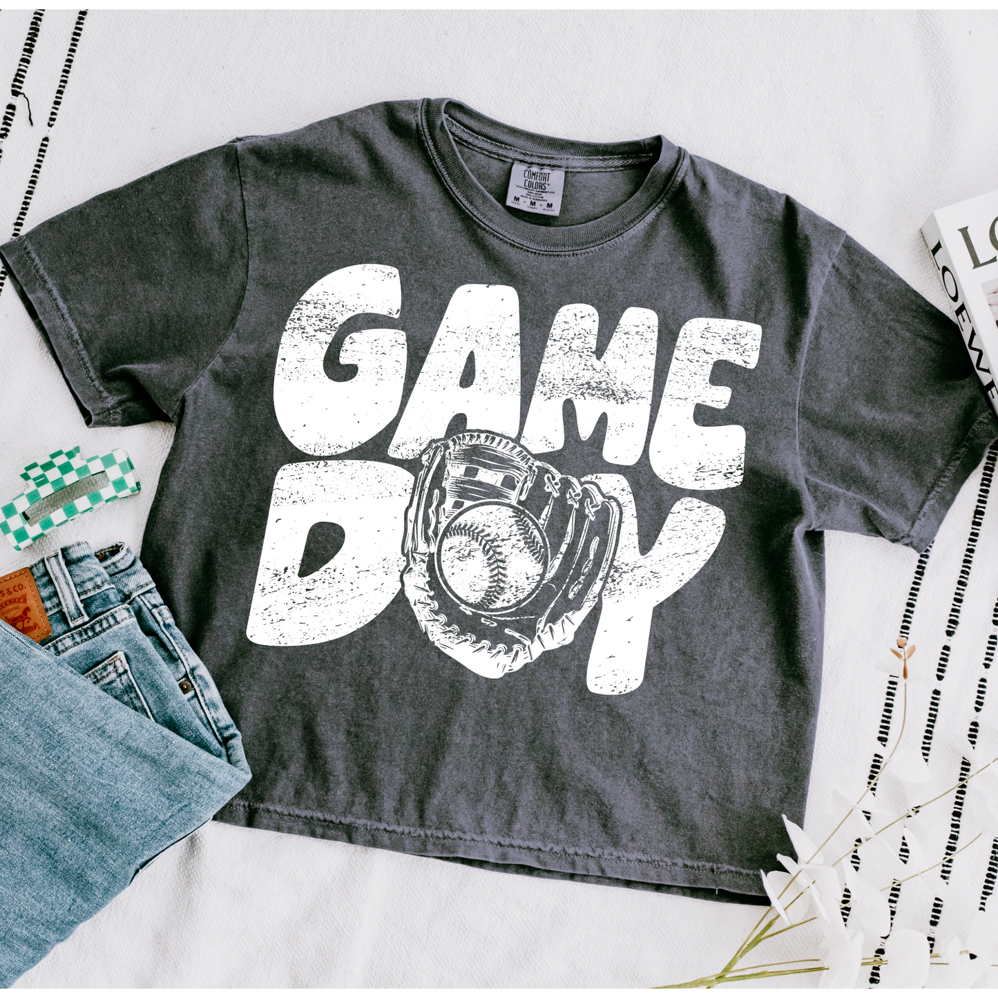 Game Day Baseball White Font Vintage DTF Transfer