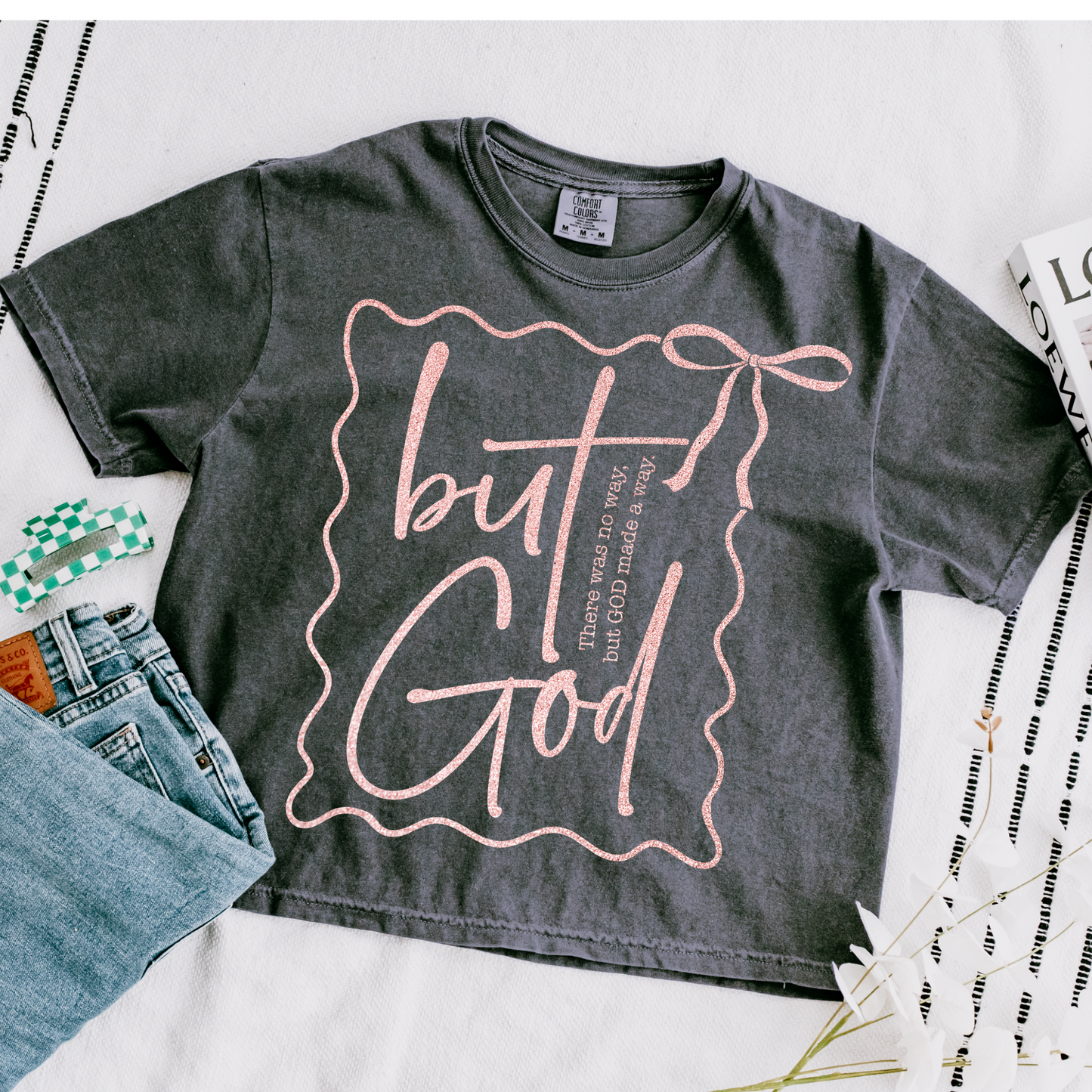 But God Rose Gold Faux Glitter Faith DTF Transfer