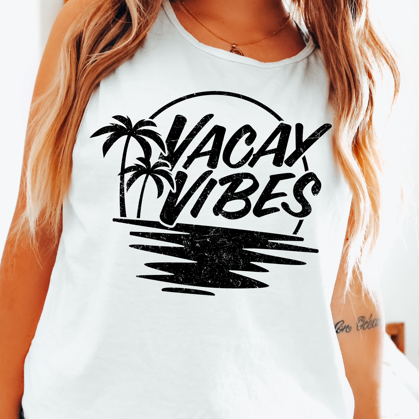 Vacay Vibes Summer Black Palm Trees DTF Transfer