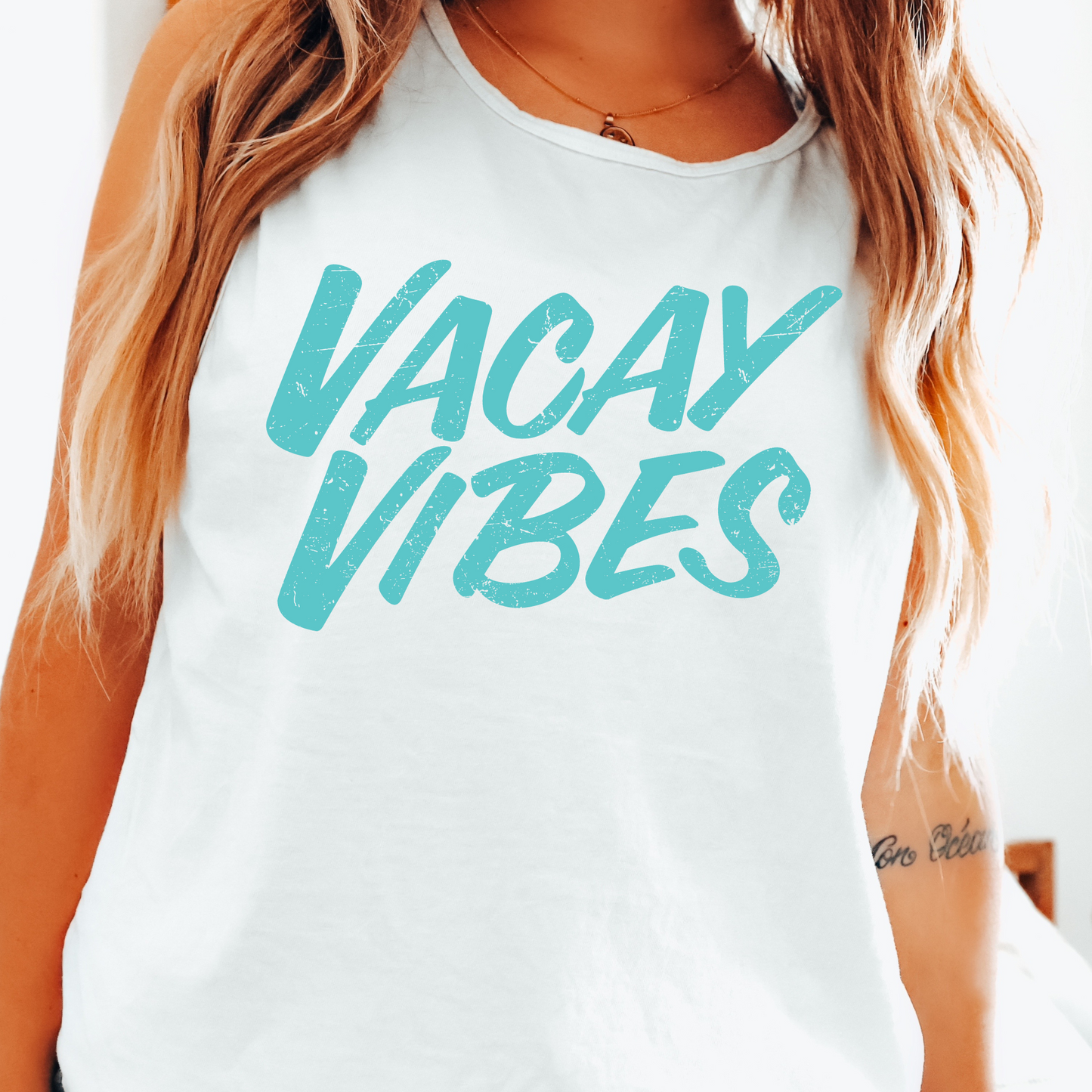 Vacay Vibes Summer DTF Transfer Teal Font