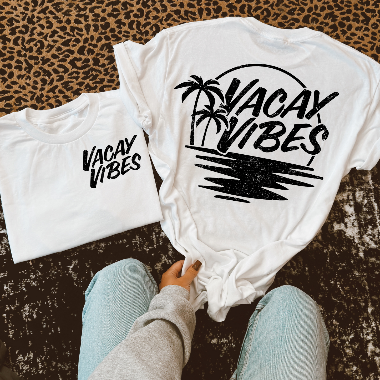 Vacay Vibes Summer Black front Pocket + Back DTF Transfer