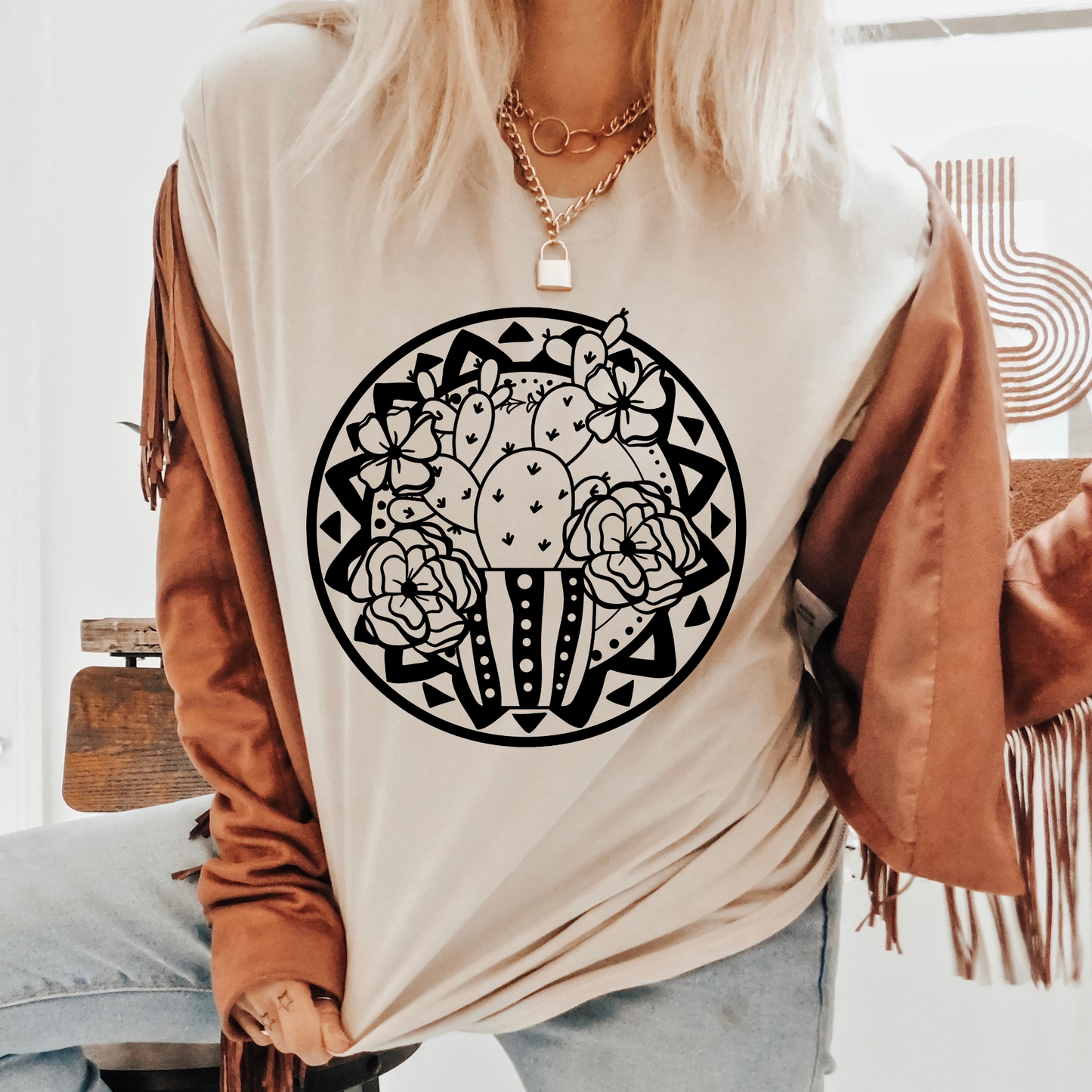 Trendy Cactus Black Font Western DTF Transfer