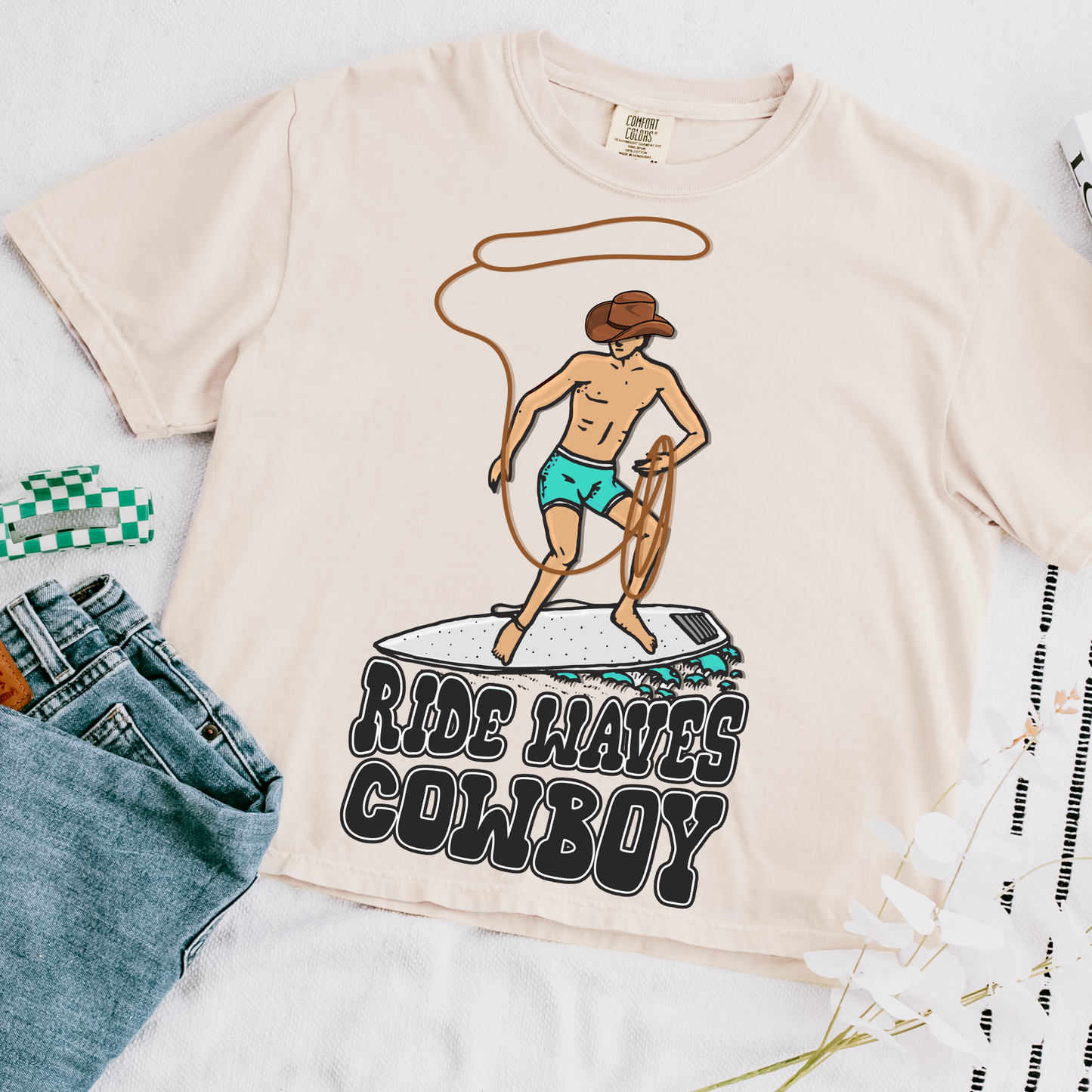 Ride Waves Cowboy Western Summer DTF Transfer