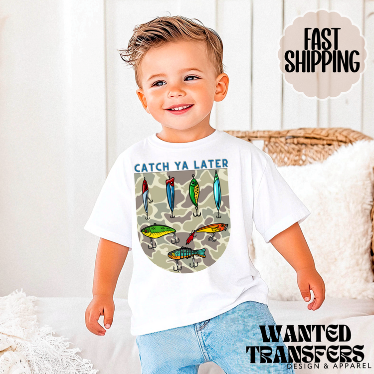 Catch Ya Later Camo Fishing, Trendy Fishing Kids Graphic Tee, Unisex, Grunge, Western, Christian, Trendy Kids Tee, Everyday Tee