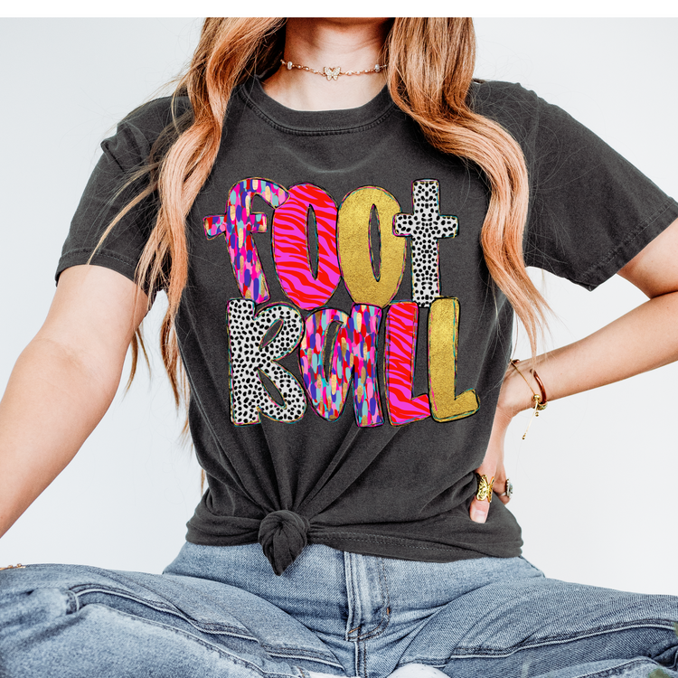 Neon Brushstroke Football DTF Transfer
