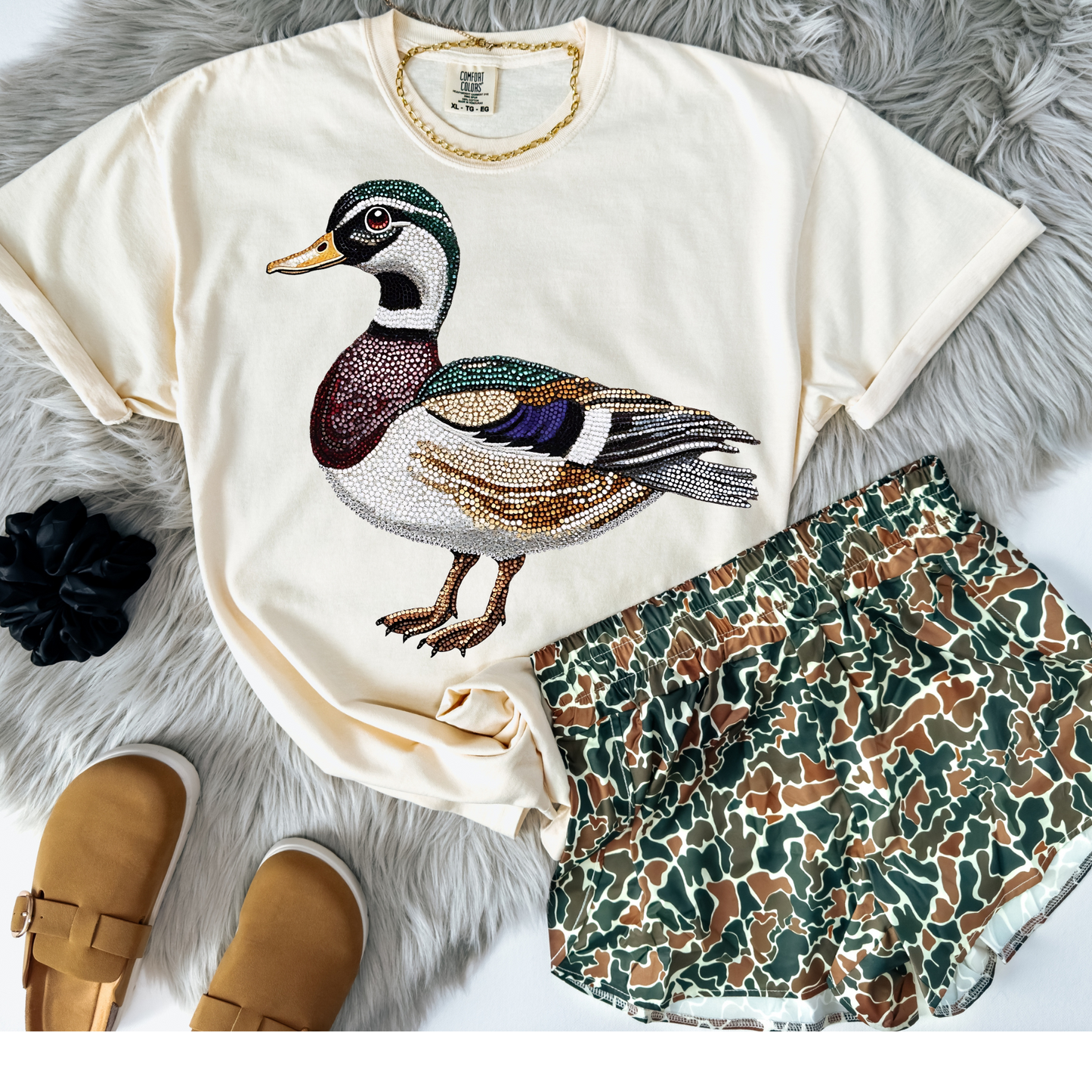 Trendy Faux Rhinestone Mallard Duck DTF Transfer
