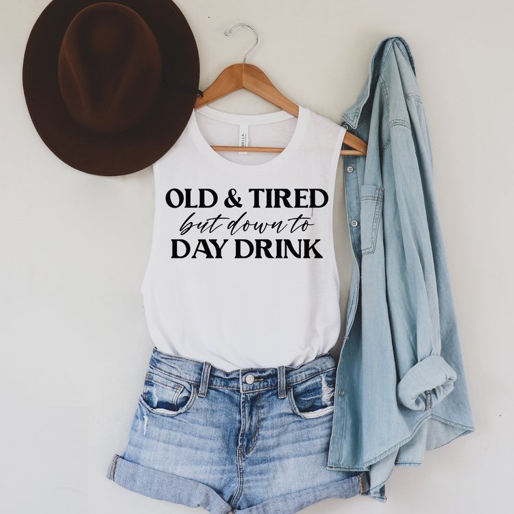 Old & Tired, But Down to Day Drink Summer DTF Transfer