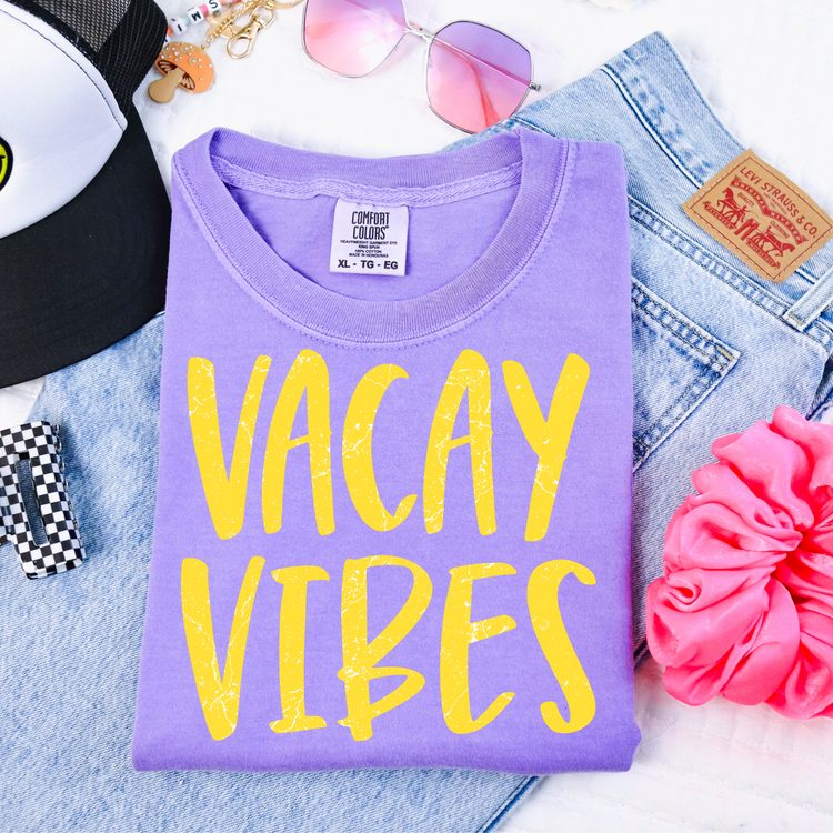 Neon Yellow Vacay Vibes Summer PNG Digital Download