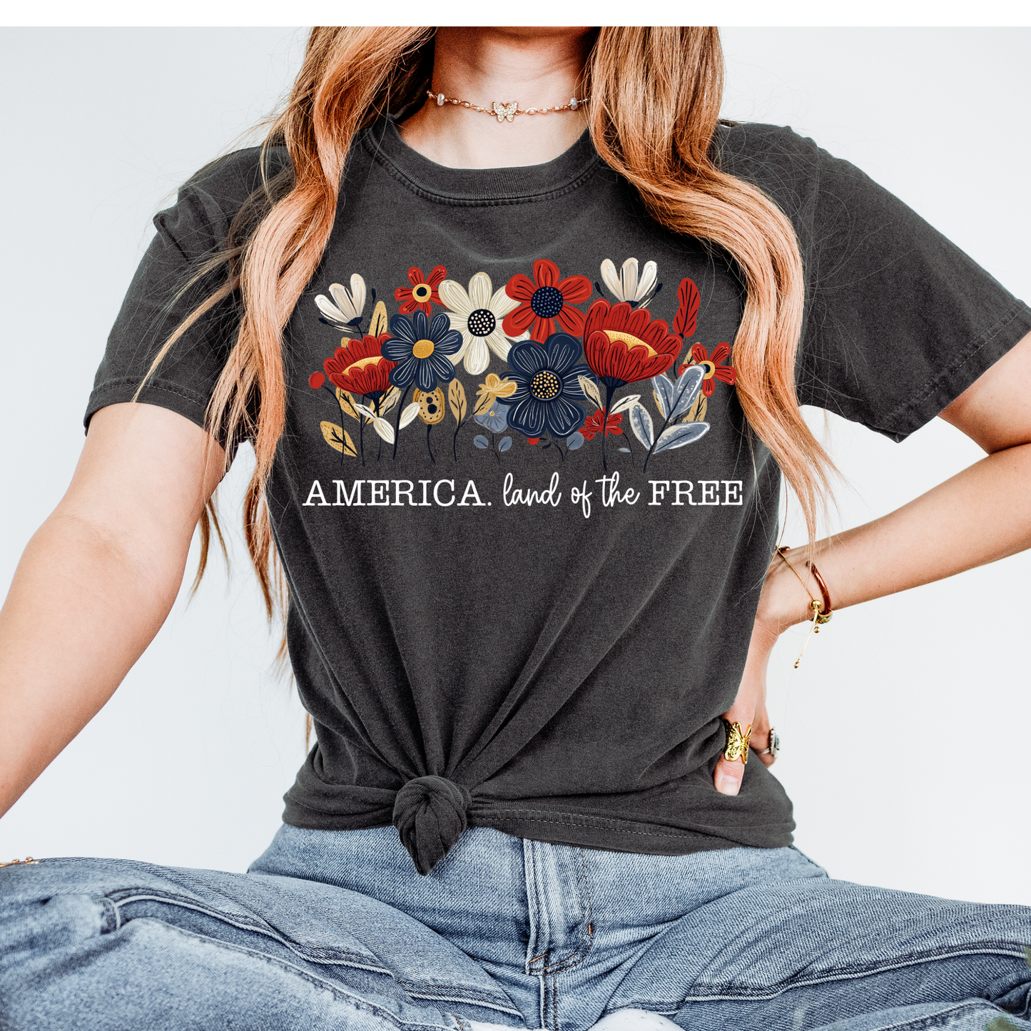 America, Land of the Free White Font 4th of July DTF Transfer