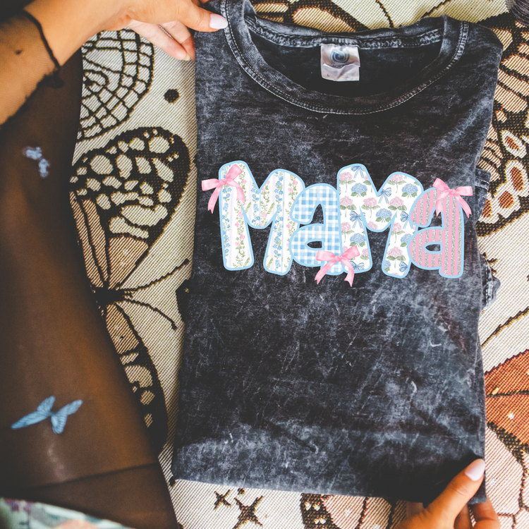 Mama Blue Floral DTF Transfer