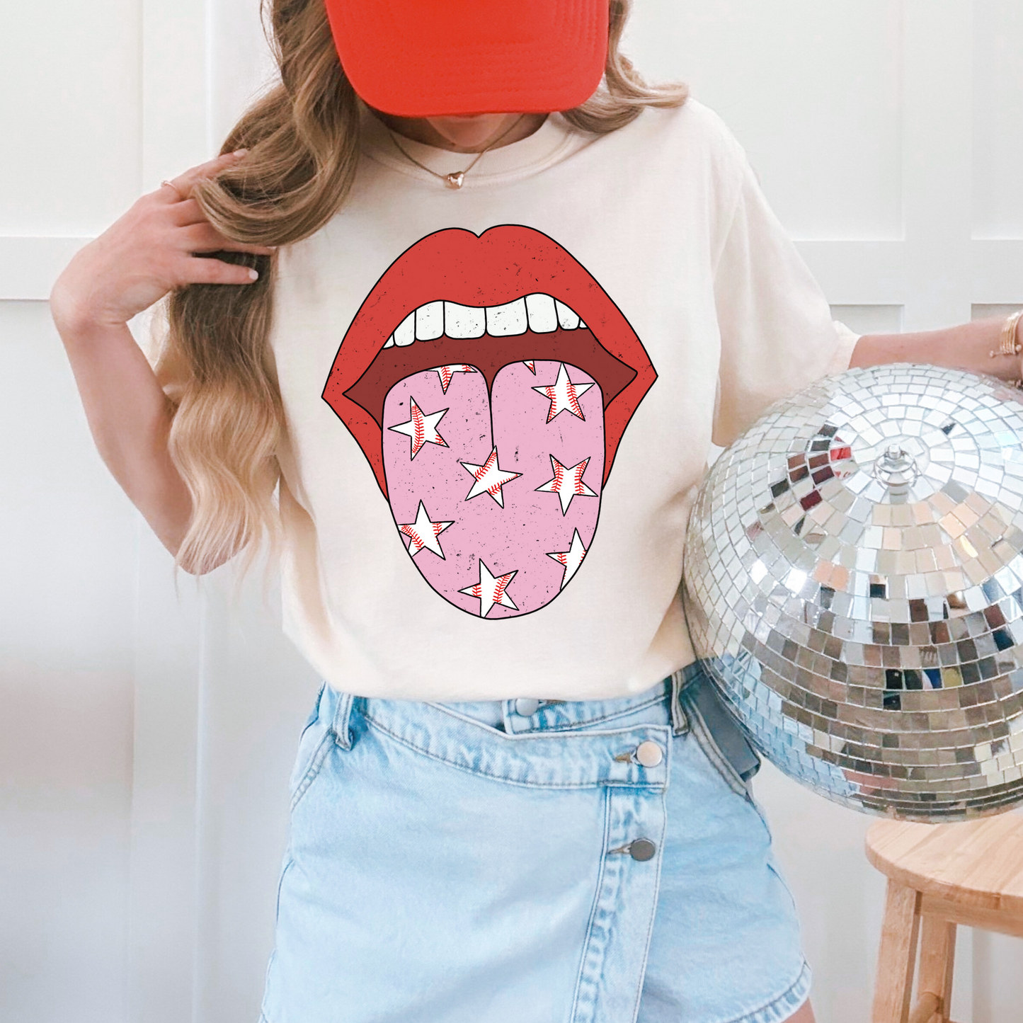 Baseball Star Lips DTF Transfers