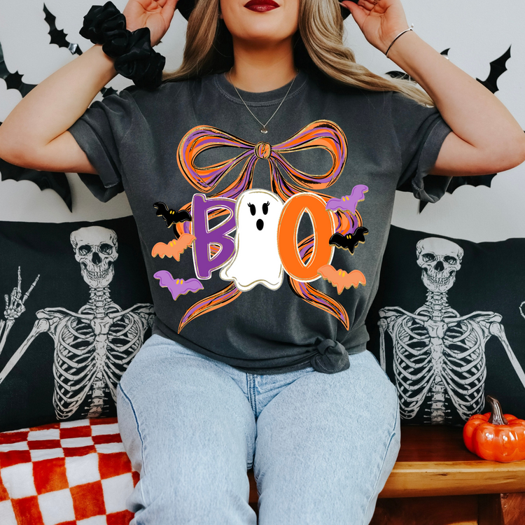 Boo Coquette Halloween Doodle Clear Film Screen Print Transfer