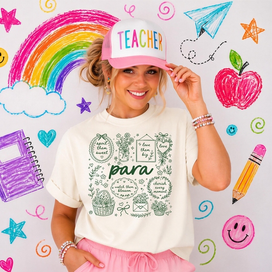 Para Green Whimsical Doodles DTF Transfer