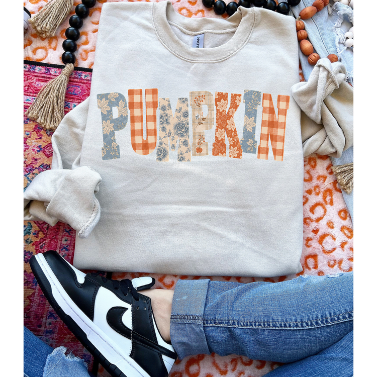 Pumpkin Trendy Patchwork Fall DTF Transfer