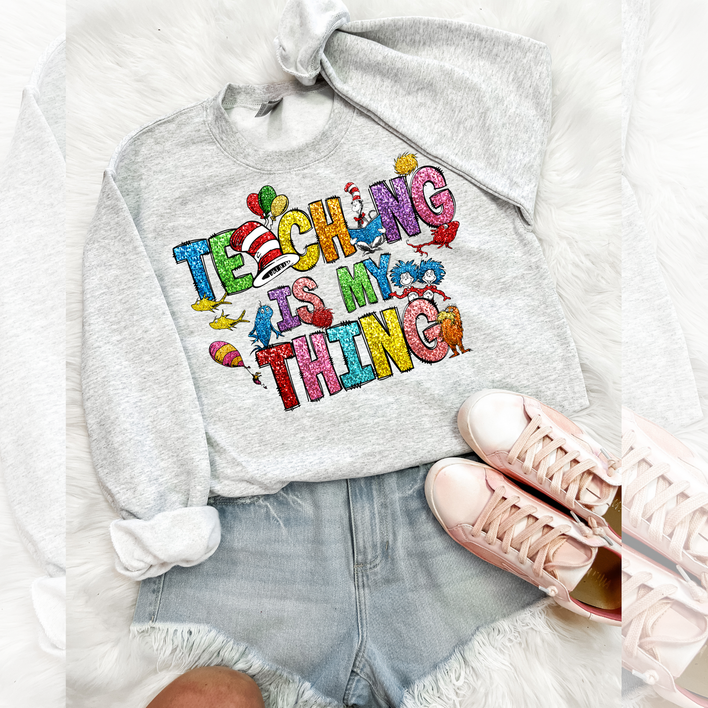 Teaching is my Thing Faux Glitter (Read Across America) DTF Transfer