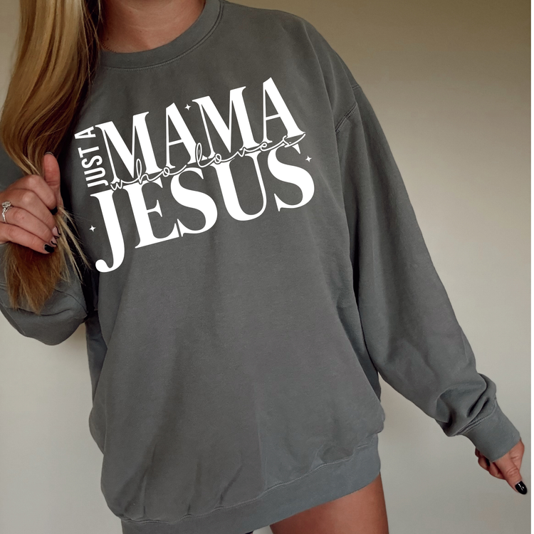 Just a Mama Who Loves Jesus Faith Single Color Screen Print Transfer