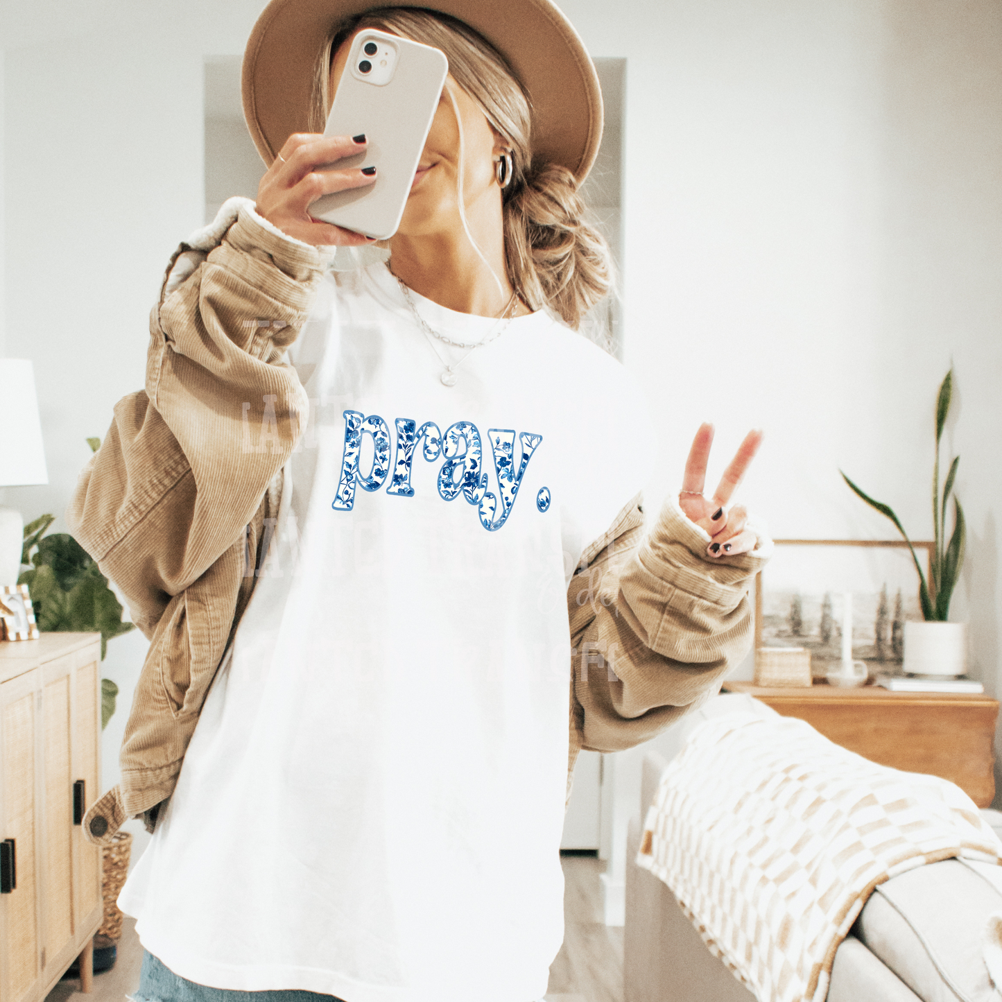 Pray (blue outline) Exclusive Sublimation Transfer