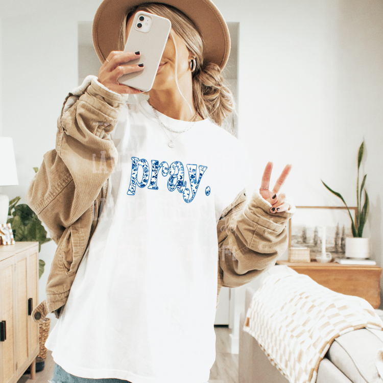Pray (blue outline) Exclusive Sublimation Transfer