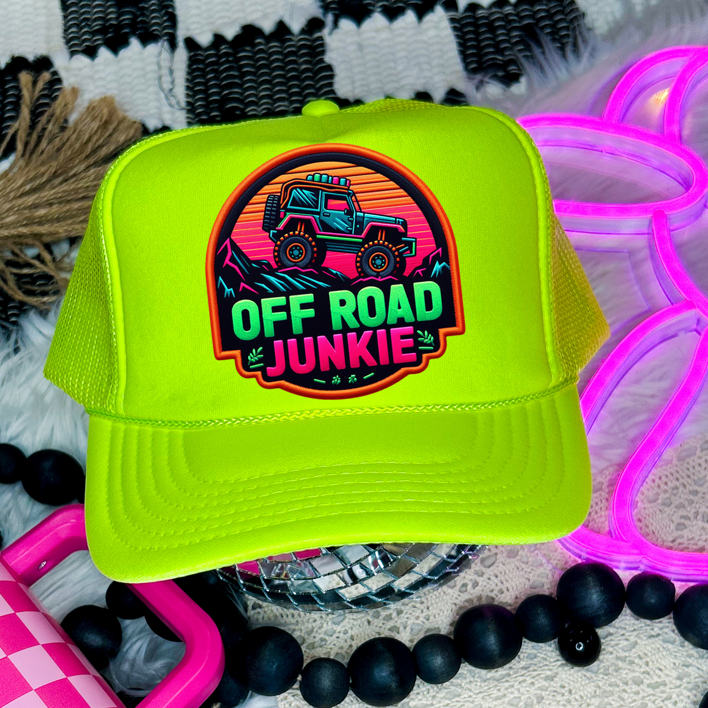 Off Road Junkie Faux Embroidery DTF Transfer for Hat (NOT A PATCH)