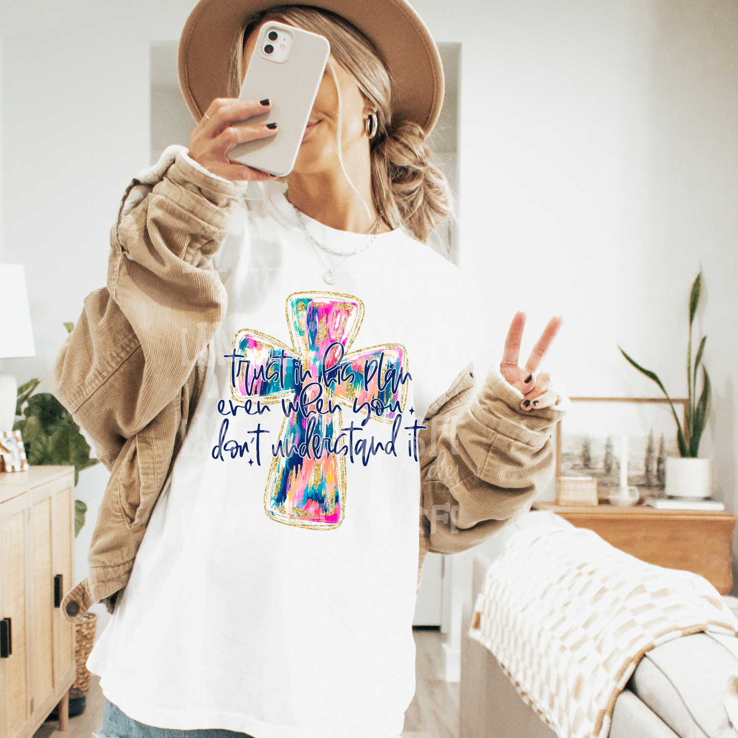 Trust in His Plan Watercolor Cross Exclusive Sublimation Transfer