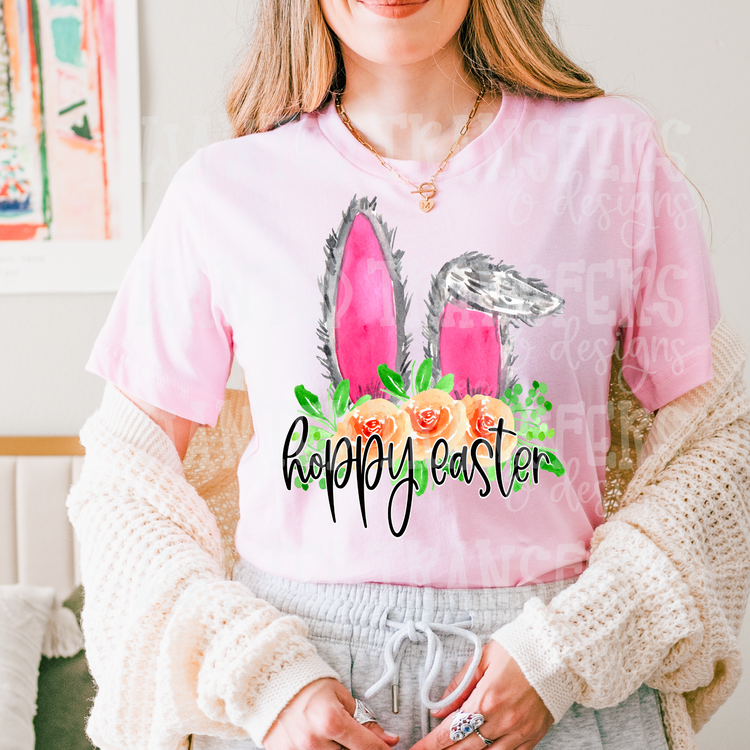 Hoppy Easter Watercolor Bunny Ears PNG Digital Download