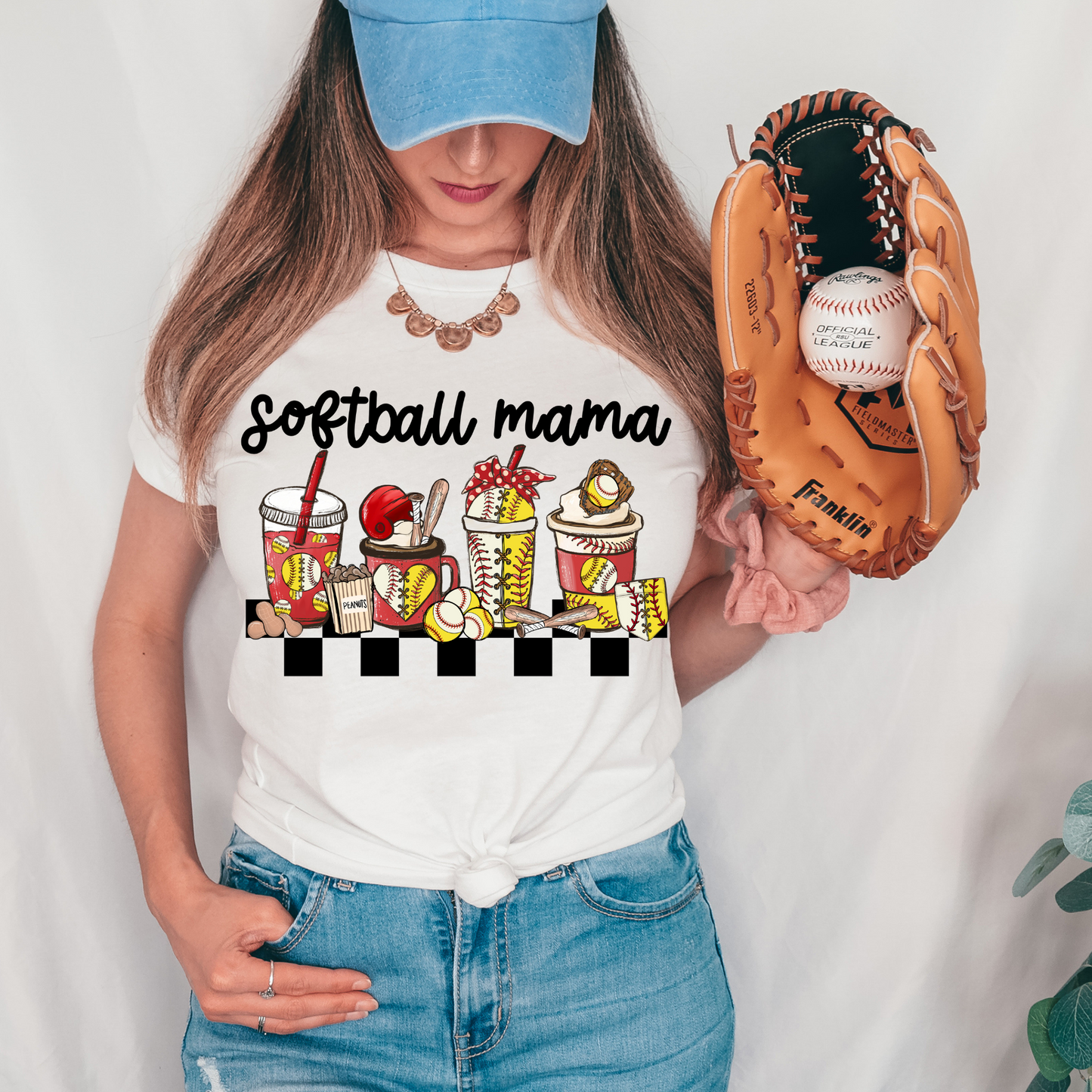 Softball Mama Checkered Snacks Variation DTF Transfer