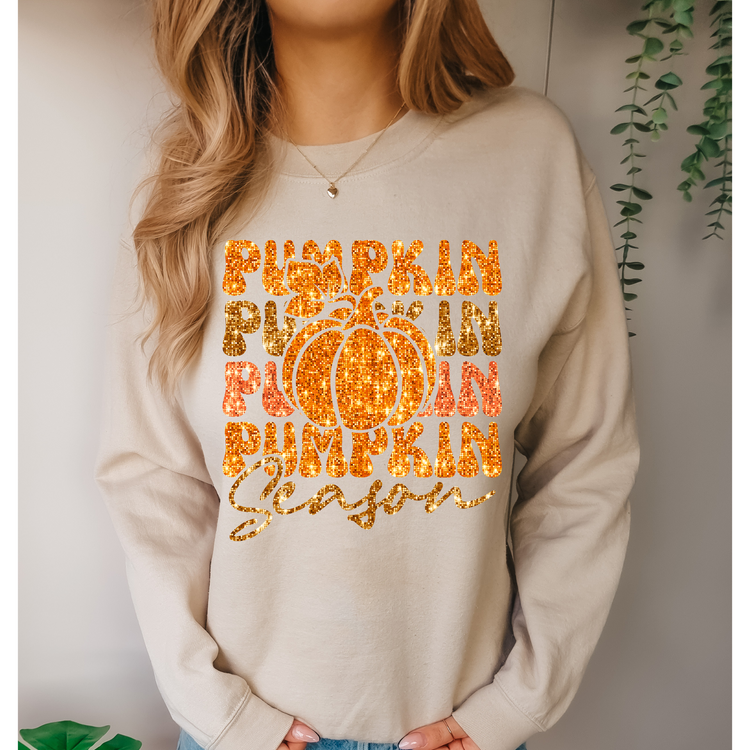 Pumpkin Season Faux Sequin DTF Transfer