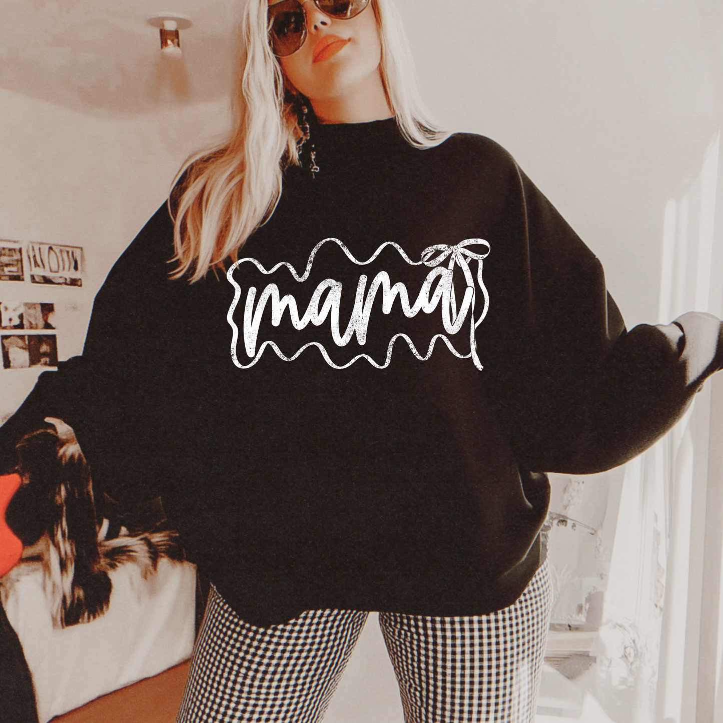 Coquette Simple Distressed Mama Screen Print Transfer