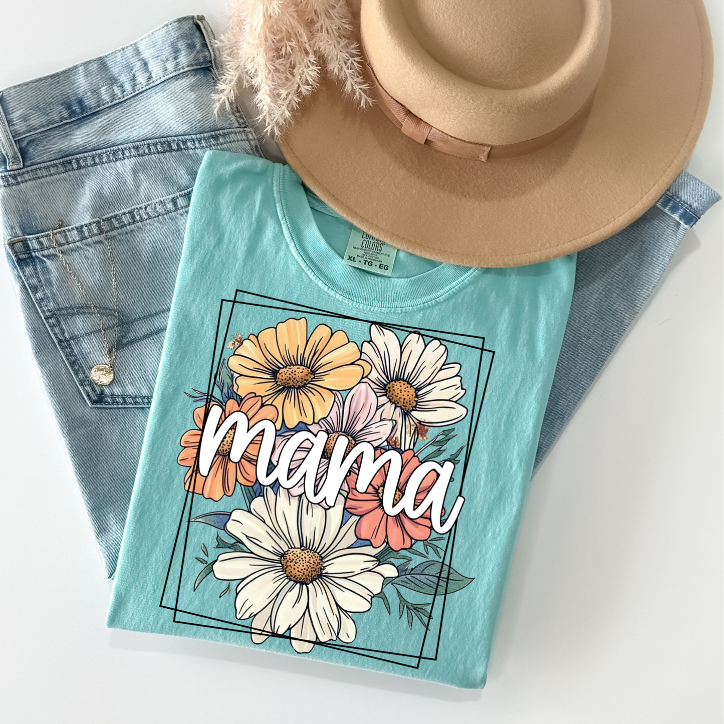 Floral Mama Black Frame DTF Transfer