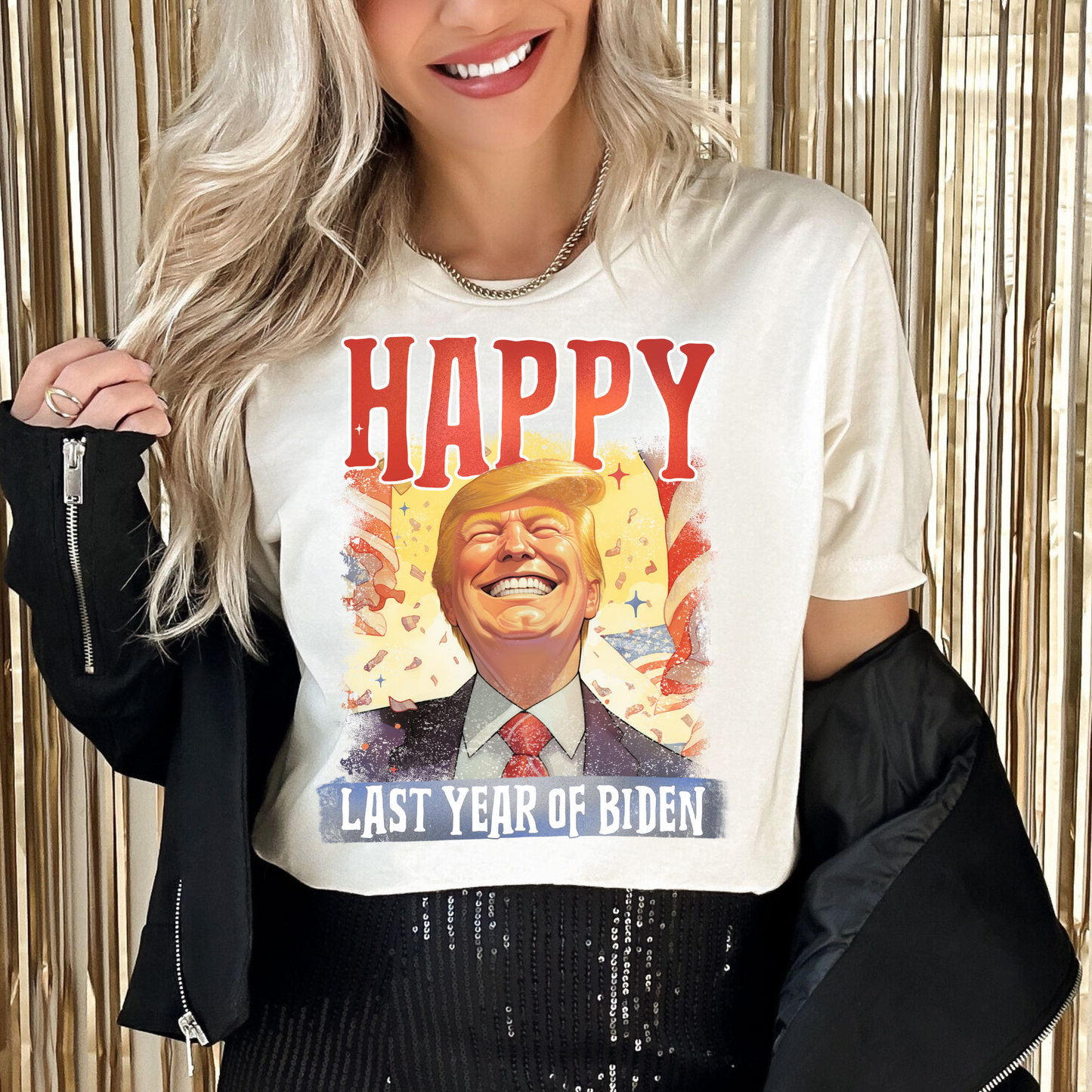 Happy Last Year of Biden Trump 2024 Checkered DTF Transfer