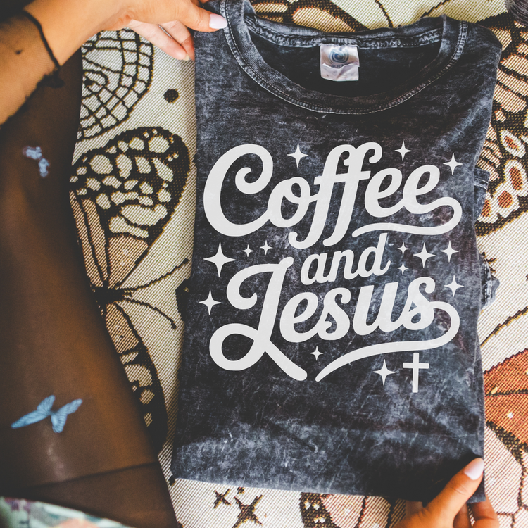 Coffee & Jesus Single Color Screen Print Transfer