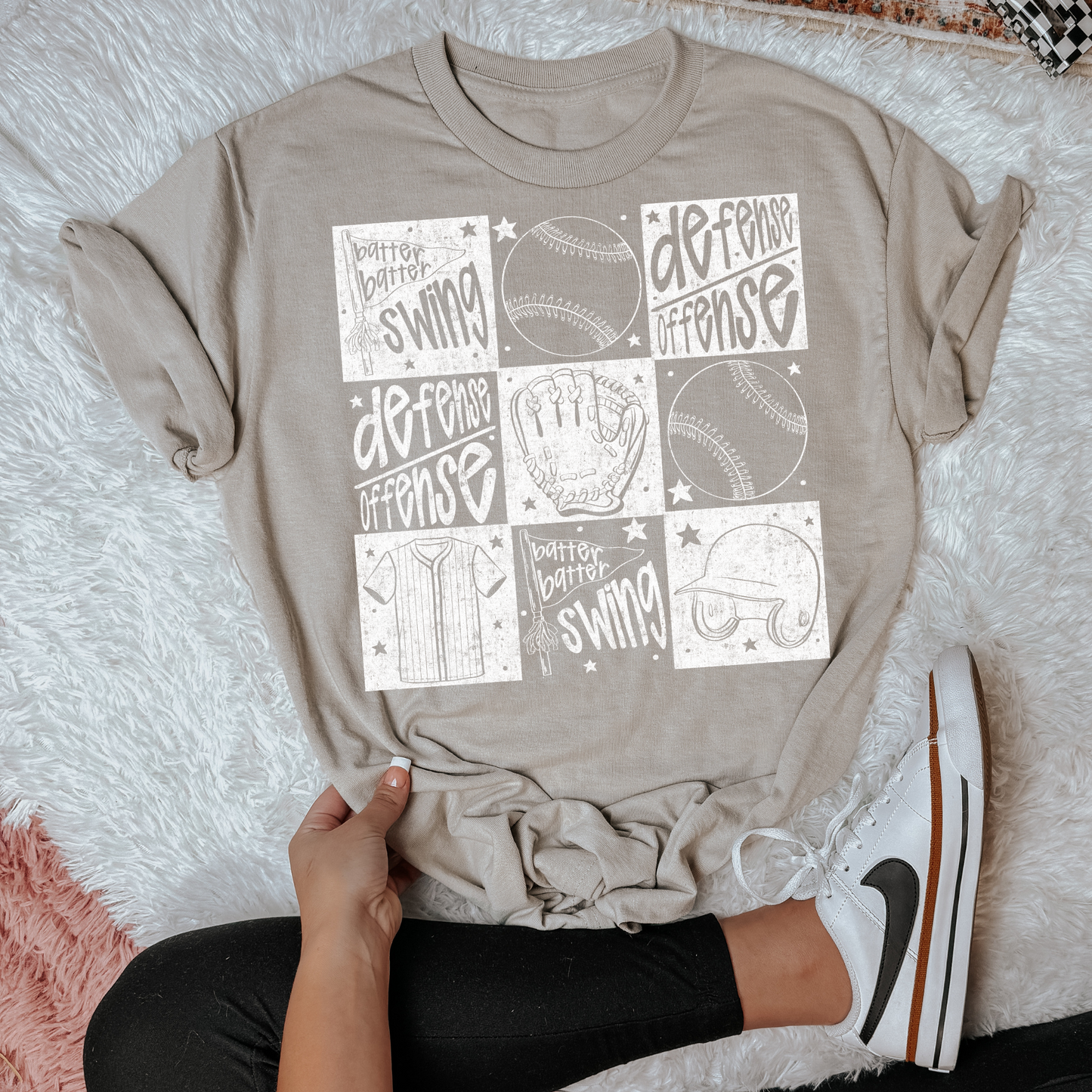 Checkered Baseball Variety White DTF Transfer