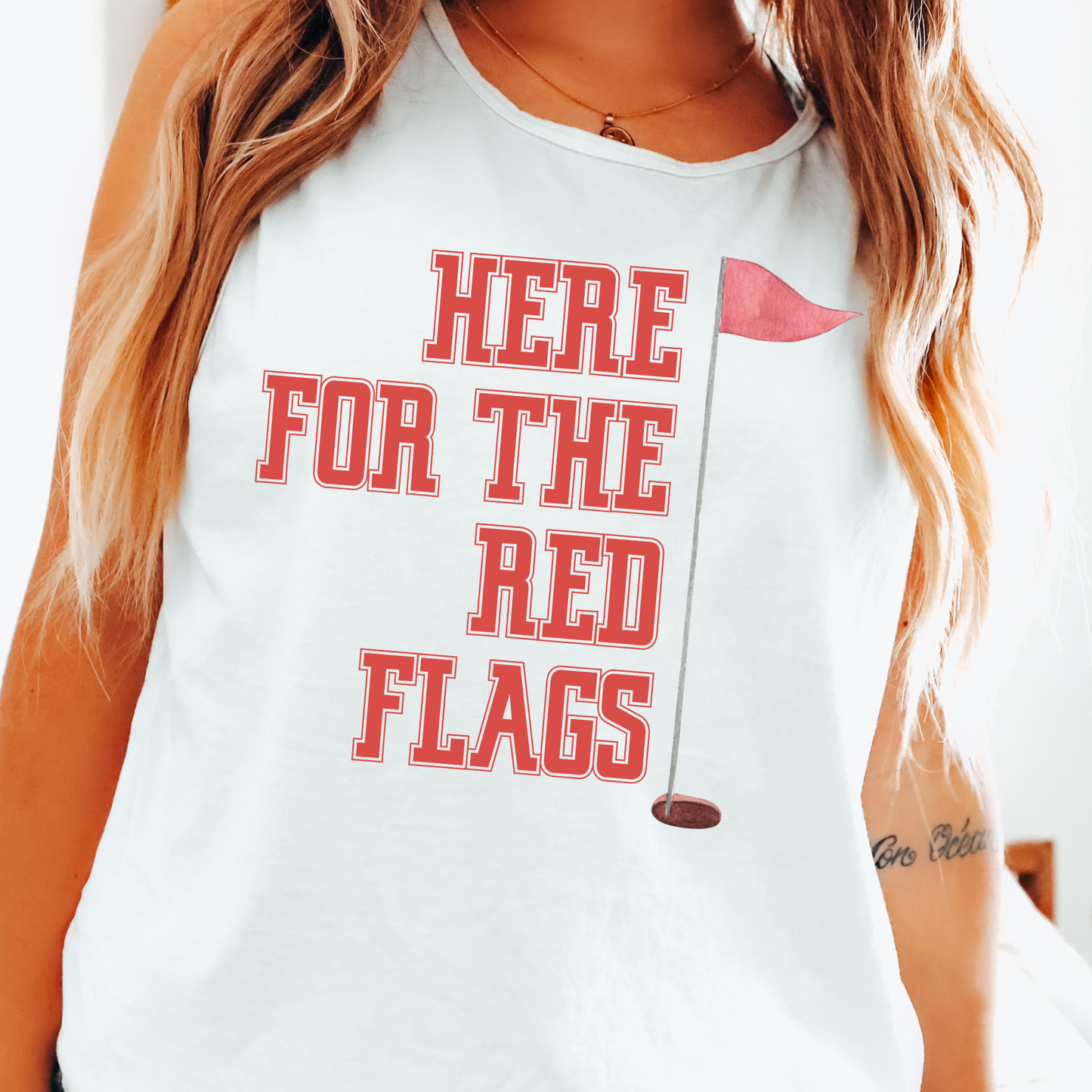 Here for the Red Flags Funny Golf DTF Transfer